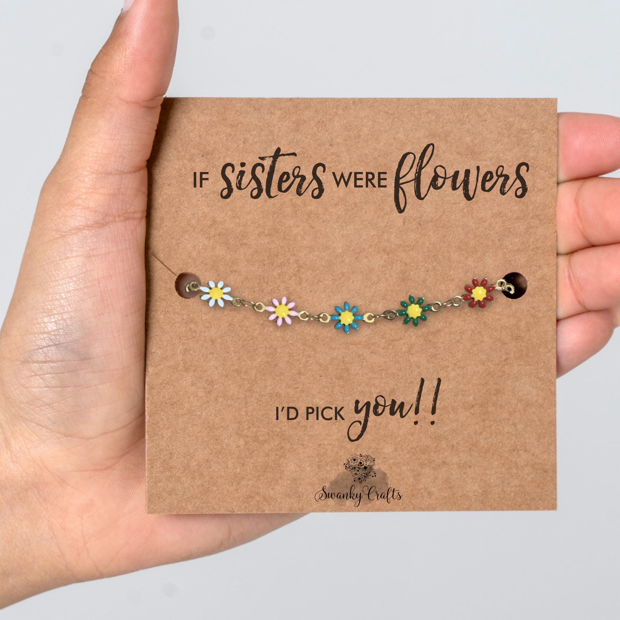 Acrylic Flower Bracelet, Sister Gift, Floral Bracelet, Gift For Her, Sister Jewelry, Flower Jewelry, Birthday Gift, Friendship Bracelet