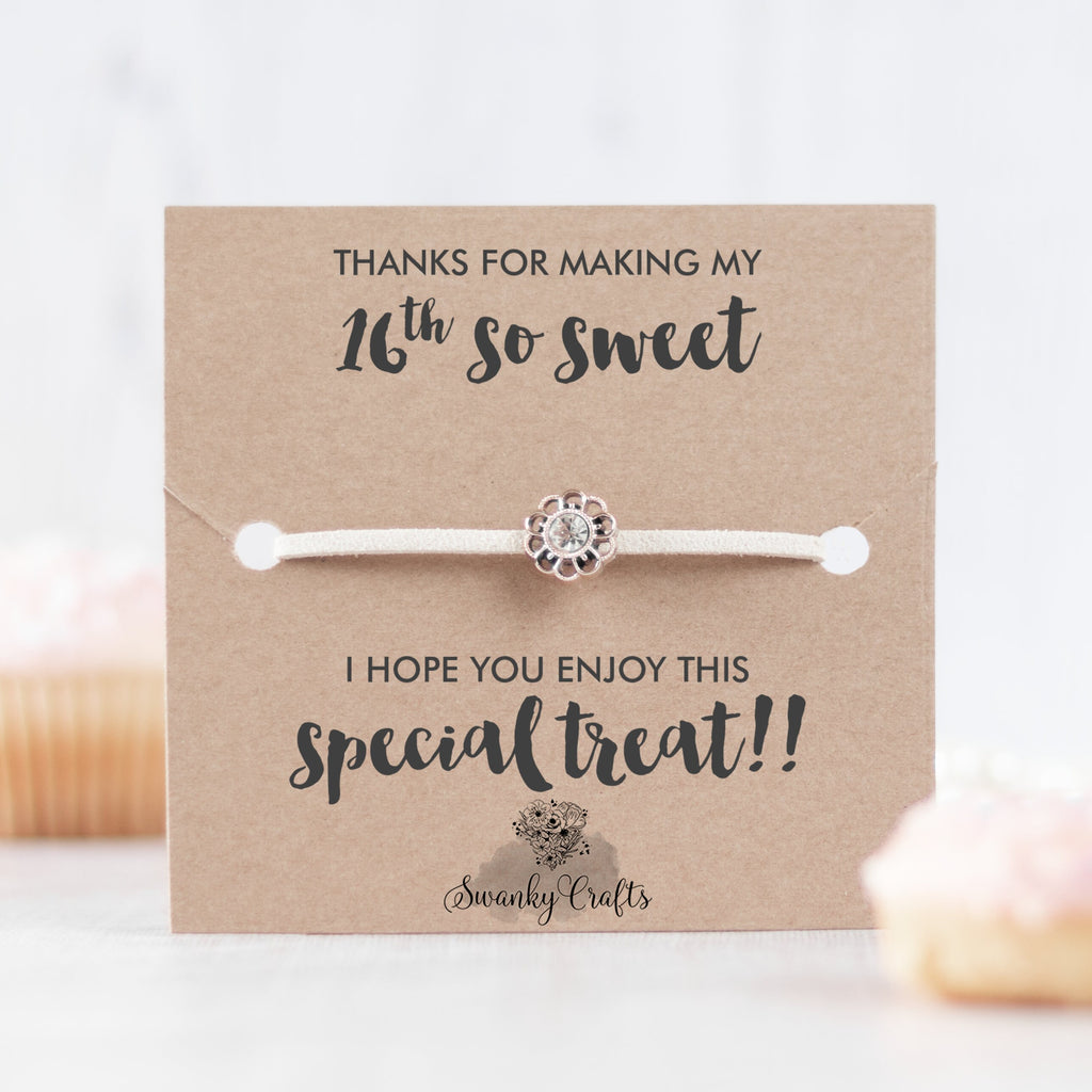5 x Sweet 16 Party Favors for Guests, Sweet 16 Favors for Guests, Sweet Sixteen Party Favors, Quinceanera Favors, Ivory Friendship Bracelets