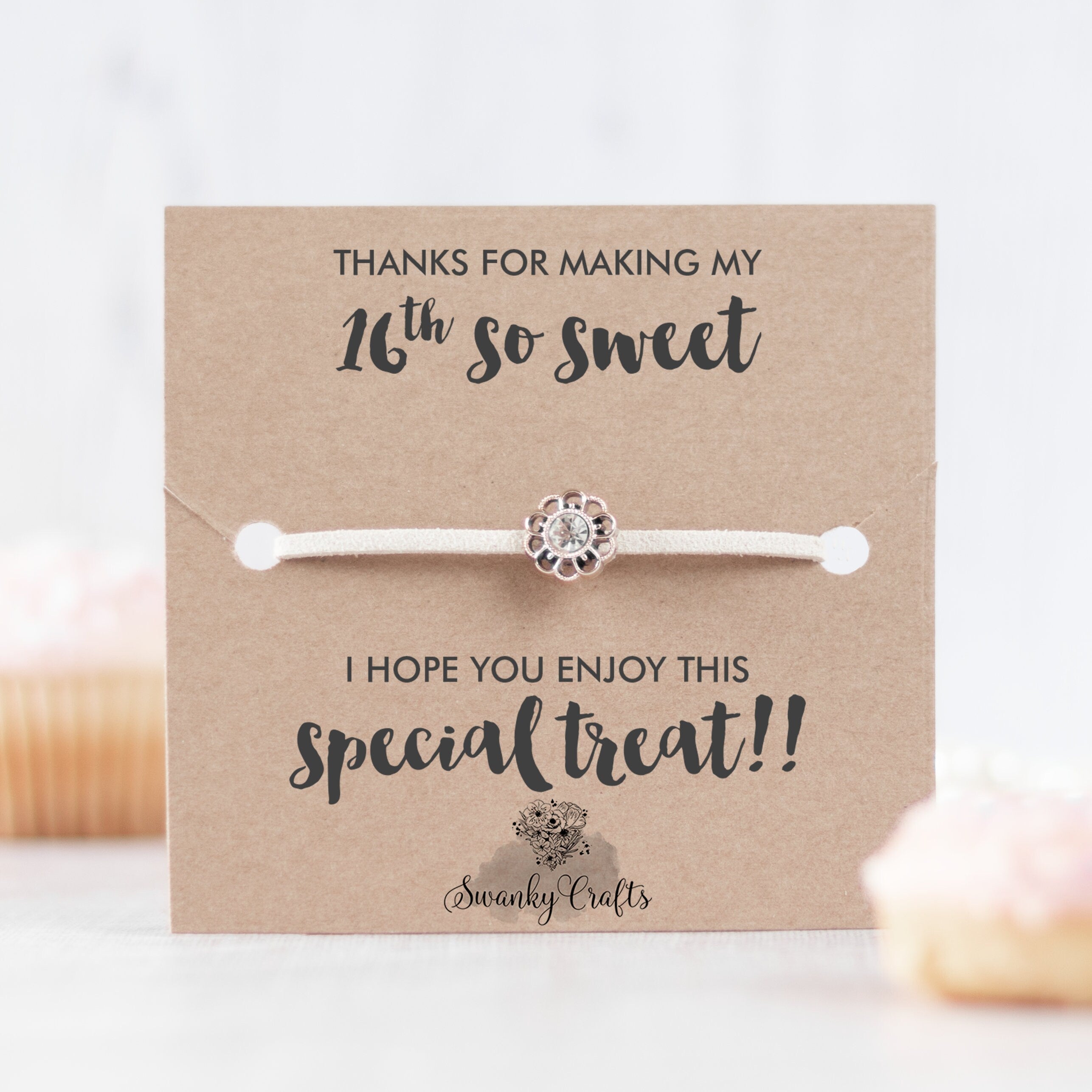 5 x Sweet 16 Party Favors for Guests, Sweet 16 Favors for Guests, Sweet Sixteen Party Favors, Quinceanera Favors, Ivory Friendship Bracelets