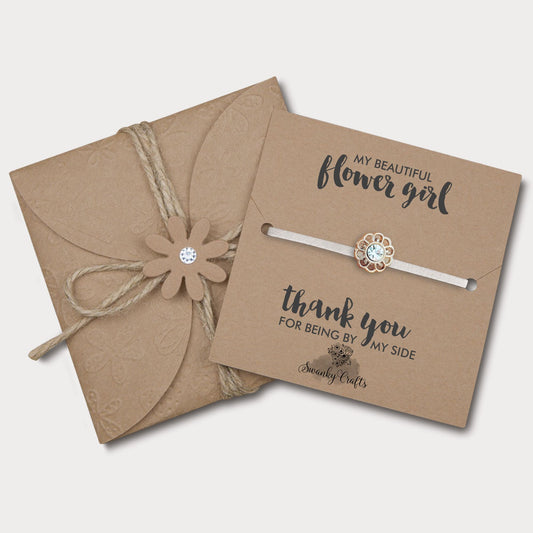 Thank You Flower Girl Gift with Handmade Bracelet and Gift Wrap
