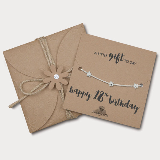 18th Birthday Gift - 925 Silver Star Bracelet with Card and Gift Wrap