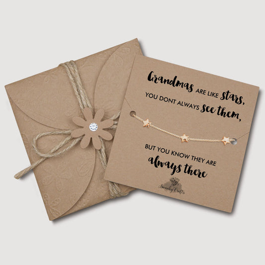 Grandma Bracelet - 18ct Gold Star Bracelet with Card and Gift Wrap