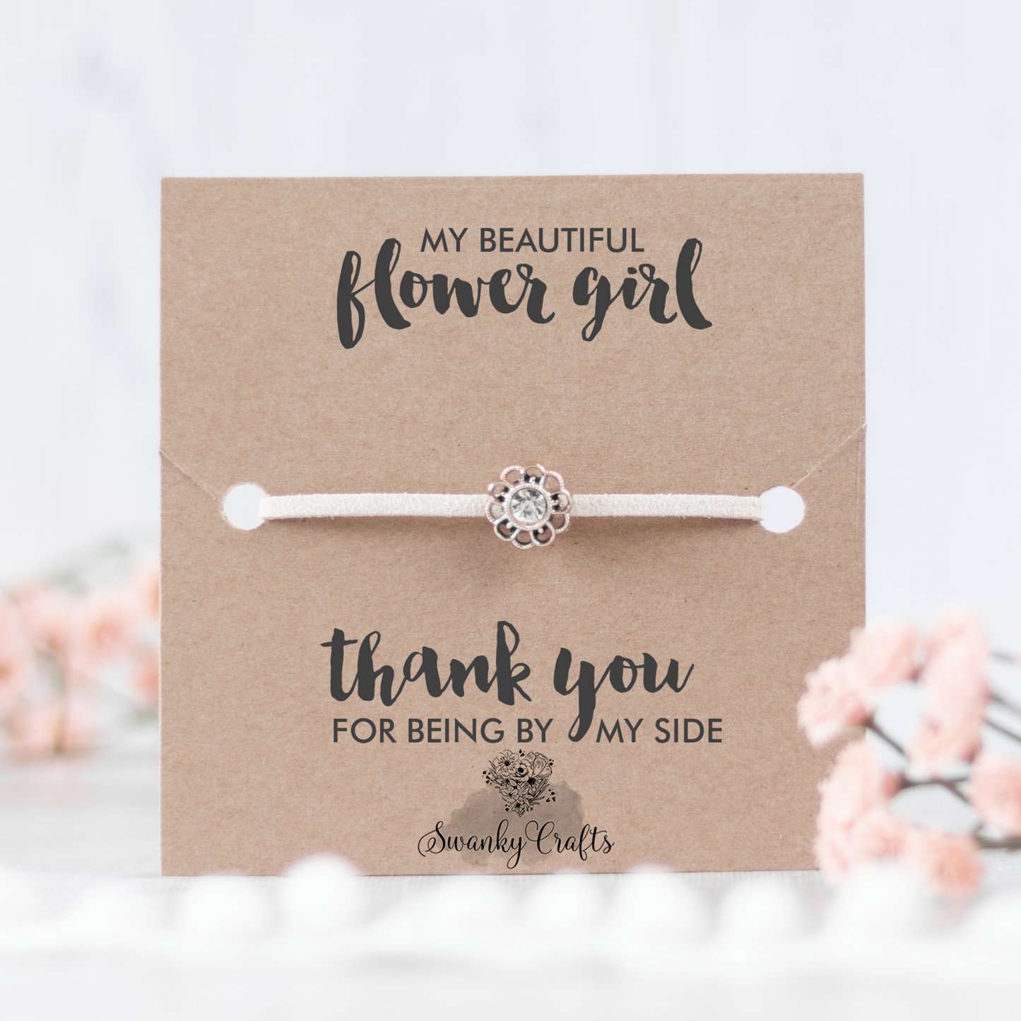 Thank You Flower Girl Gift with Handmade Bracelet and Gift Wrap