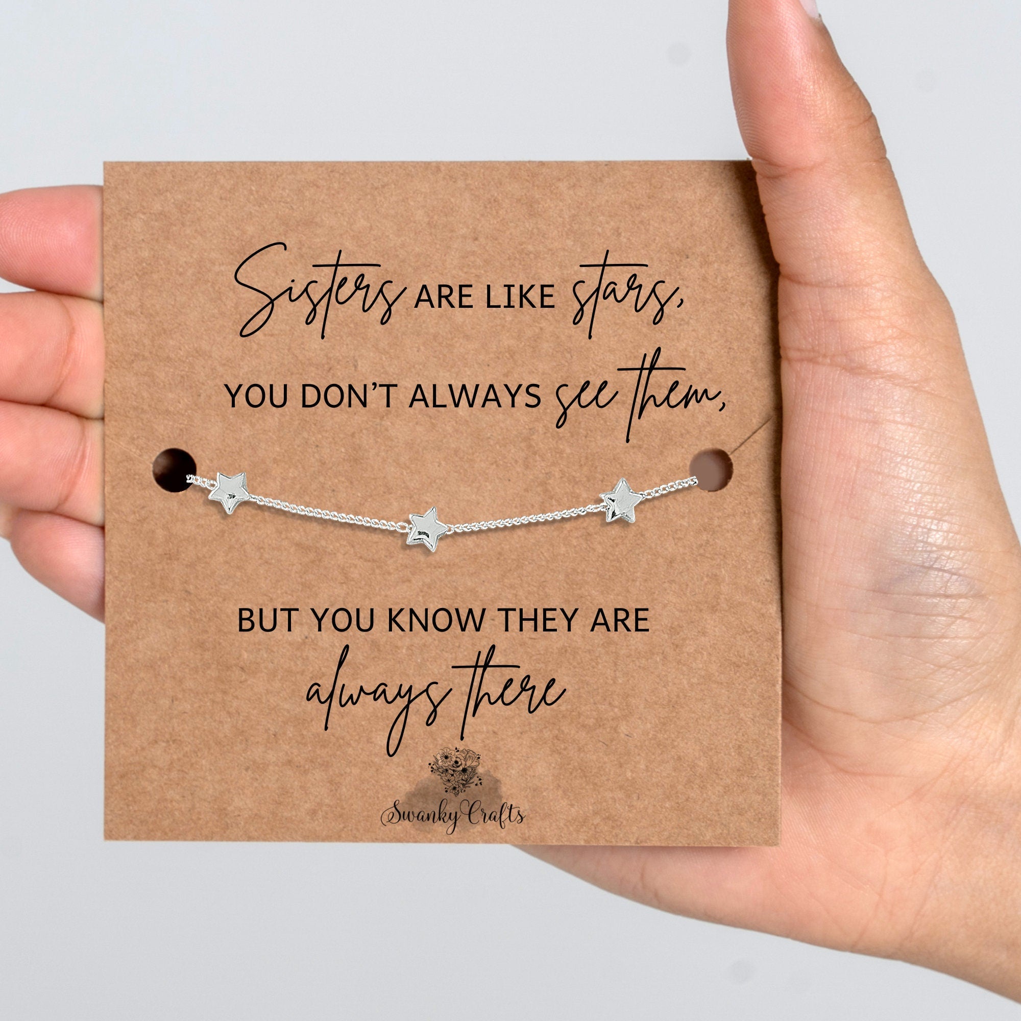 Sister Gifts - Sister Birthday Gift - Sister Bracelet, Little sister, Big Sister Gift 18ct Gold / 925 silver plated Star Bracelet & Card