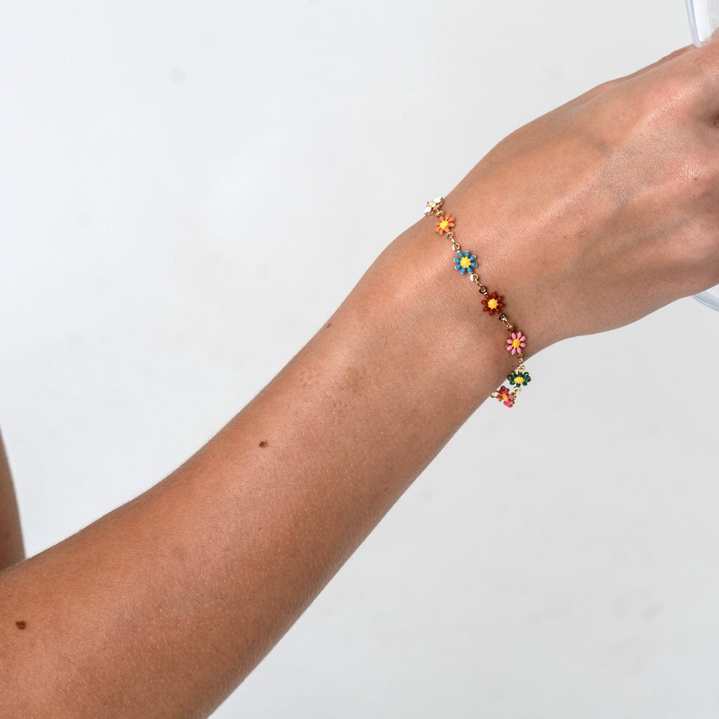 Acrylic Flower Bracelet, Best Friend Gift, Friendship Bracelet, Adjustable Bracelet, Colorful Flower Jewelry, Gift For Her, Bracelet On Card