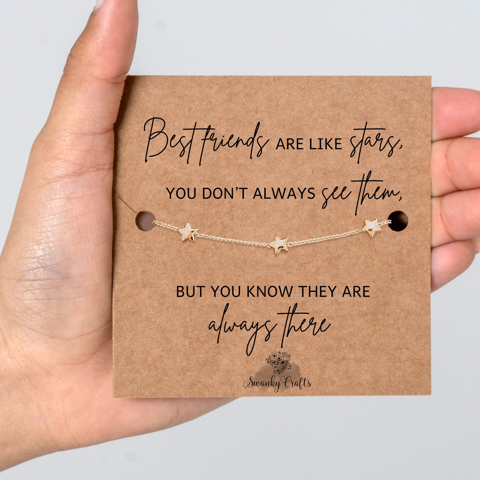 Best Friend Gifts - Best Friend Gift, Best Friend Bracelet, Best Friend Birthday Gift, 18ct Gold / 925 silver plated Star Bracelet with Card