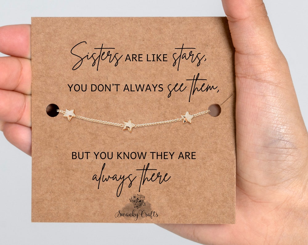 Sister Birthday Gift - Star Bracelet & Card